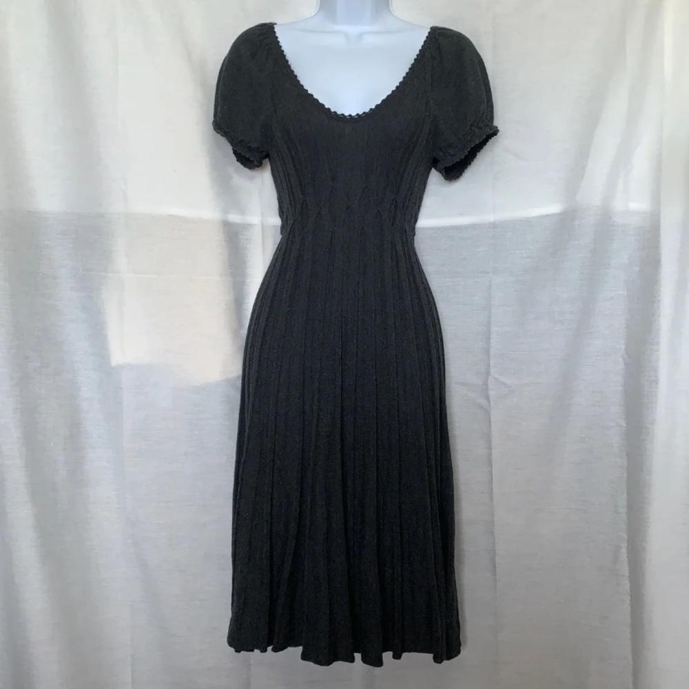 Grey Ruffled Sleeve Sweater Dress